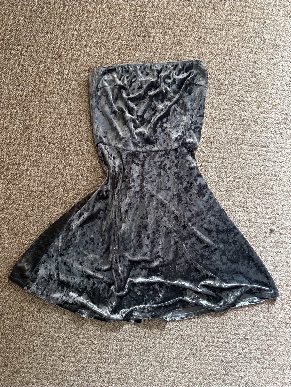 gray velvet tube dress